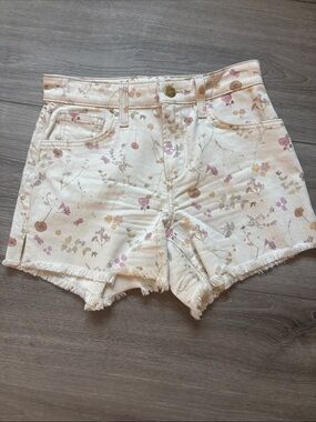 Joe's Jeans Floral Print Ozzie Shorts Womens Cream Cut Off Stretch Denim 4"